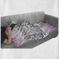 thumbnail image 6 of Black and Pink Soft Flannel Fleece Throw Blanket, Curly Romantic Flowers in Pinkish Colors Pattern, Cozy Plush for Indoor and Outdoor Use, 50" x 70", Pink and Charcoal Grey, by Ambesonne, 6 of 6