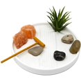 thumbnail image 1 of ERDS-Mini Zen Garden Kit for Desk with Rake, White Sand, White Round Base, Salt Rock, River Rocks and Air Plant, (6Lx6W Round W), 1 of 4