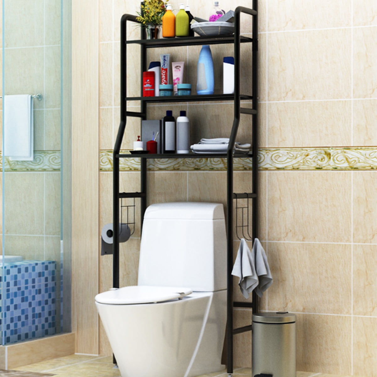 3 Shelf Over Toilet/Laundry Bathroom Metal Towel Storage Rack Holder 