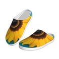 thumbnail image 2 of Picia Golden Sunflower in Blue for Women's Lamb-hug Comfy Fleece House Slippers Memory Foam, Slip-on House Shoes Indoor Outdoor-42/43, 2 of 7