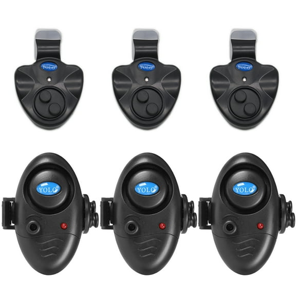 YOLO Alarme de Morsure de Pêche LED avec Son Fort - 3 Alarmes Triangle & 3 Ovales, Sans Batterie Incluse, Design en Plastique Durable pour les Pêcheurs