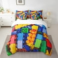 thumbnail image 2 of Erosebridal Colorful Toy 7 Pcs Comforter Set Full, Building Blocks Bedding, 3D Rainbow Construction Brick Sheet Set Bed in A Bag Funny Geometric Rectangle Duvet Insert, 2 of 5