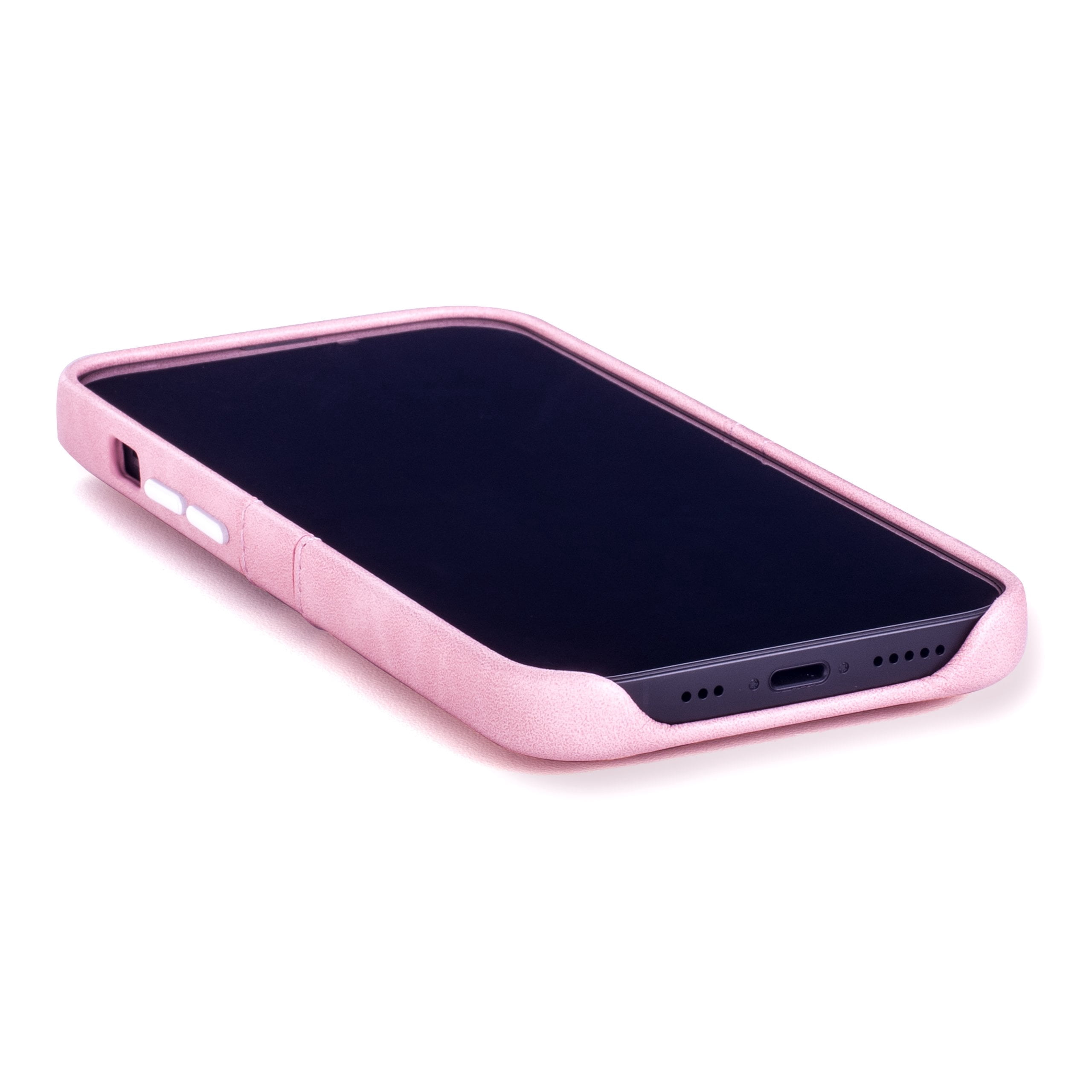 Dockem iPhone 13 Pro Max Exec M2 Wallet Case; Built-in Metal Plate, 2 Card Slots, Premium Synthetic Leather, Pink