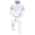 thumbnail image 4 of OGLCCG Men's Tracksuit 2 Piece Fleece Hoodie Athletic Jogging Sweatsuits for Men Casual Solid Color Sports Long Sleeve Pullover Suit Set,XXL,White, 4 of 5