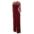thumbnail image 2 of Zpanxa Jumpsuit for Women Clearance Three Quarter Sleeve Elegant Party Evening Casual Lace Jumpsuit High Waisted Wide Leg Pants Red S, 2 of 7