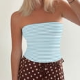 thumbnail image 5 of THDHVS Strapless Bras for Women, Double Layer Striped Bandeau Bra Fashion Top Wear Alone or Under Light Blue, 5 of 10