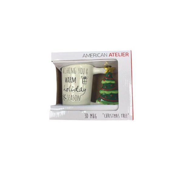 American Atelier 3D Christmas Ceramic Mug TREE