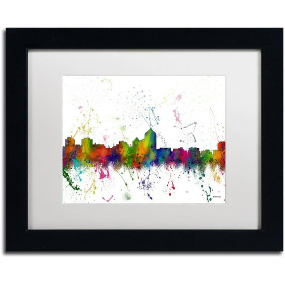 Trademark Fine Art "Albuquerque New Mexico Skyline" Canvas Art by Marlene Watson, White Matte, Black Frame