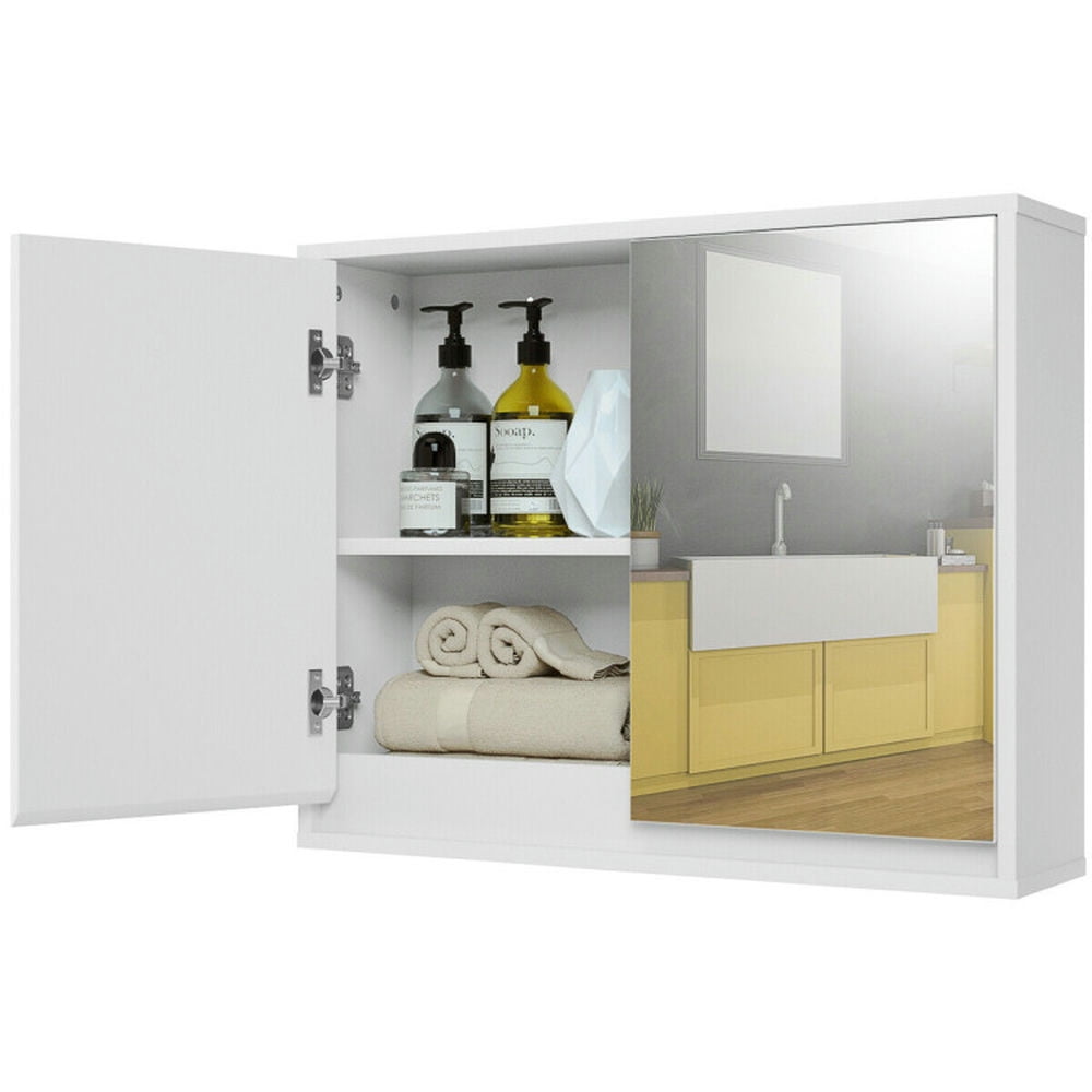 Finihen Bathroom Wall Cabinet, Wall Mounted Bathroom Mirror Cabinet, 2-Door Wall-Mounted Bathroom Mirrored Medicine Cabinet, for Bathroom, White Finihen Bathroom Wall Cabinet, Wall Mounted Bathroom Mirror Cabinet, 2-Door Wall-Mounted Bathroom Mirrored Medicine Cabinet, for Bathroom, White