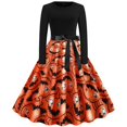 thumbnail image 1 of Vestido de Halloween de moda 2020 para mujer, vestido midi de manga larga con estampado de calabaza, vestido de fiesta vintage, vestido de fiesta, 1 of 5