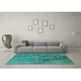 thumbnail image 3 of Ahgly Company Machine Washable Indoor Rectangle Oriental Turquoise Blue Industrial Area Rugs, 7' x 9', 3 of 4