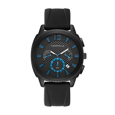 Caravelle Designed by Bulova Men's Black Leather Strap Watch 45B159