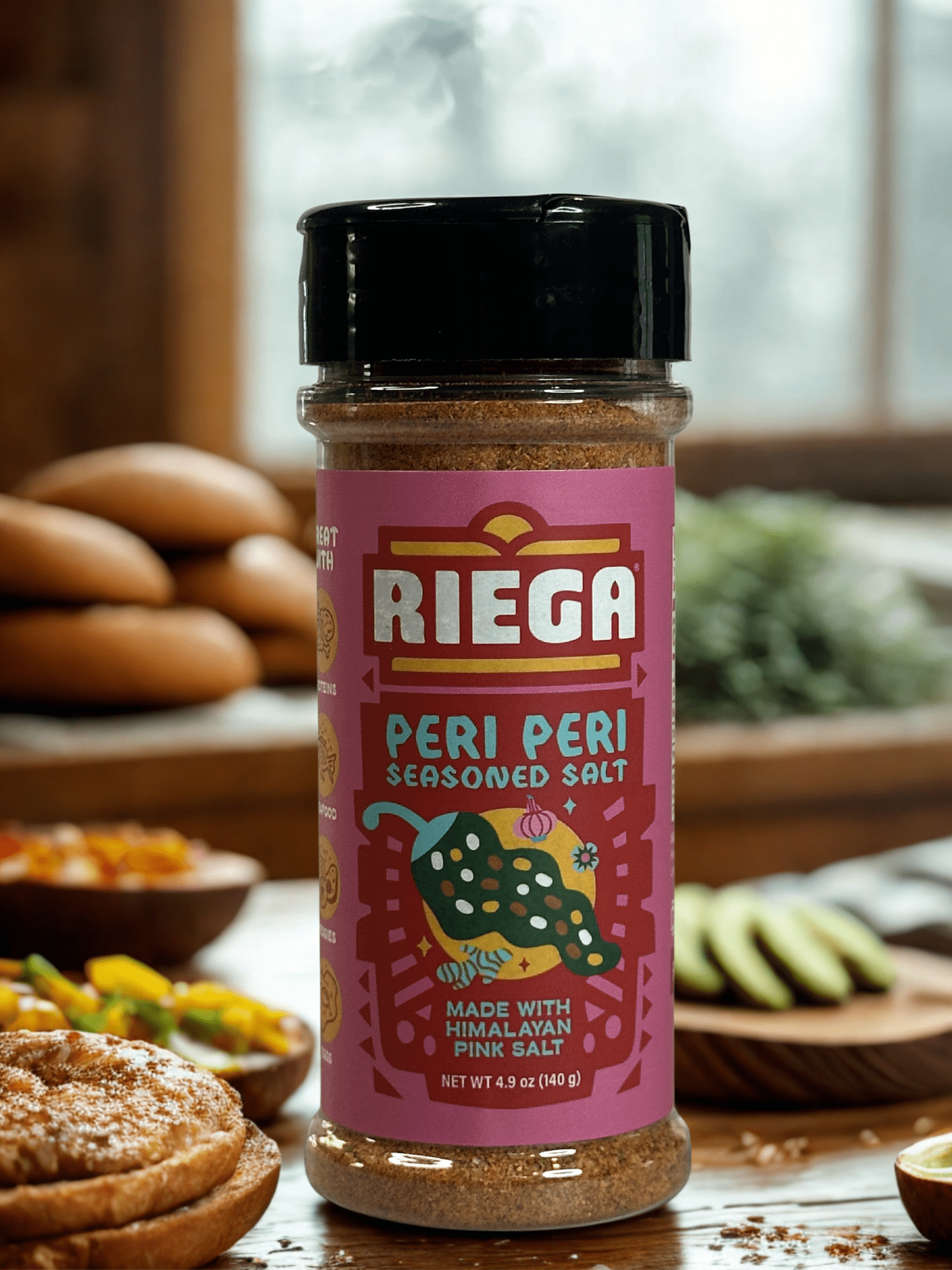 Riega Peri Peri Himalayan Pink Seasoned Salt Shaker, 4.9 oz, No Artificial Ingredients, Vegan