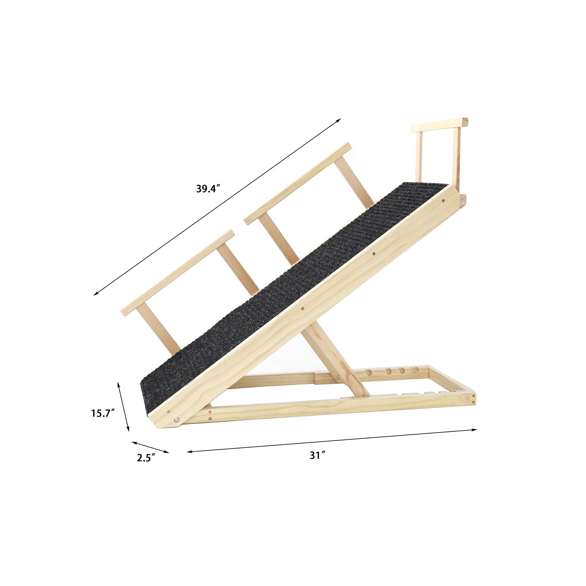 Pefilos 24" Tall Pet Ramp, Wood Folding Portable Dog Cat Ramp with Safety Side Rails, Adjustable Height from 9.3" to 24" Dog Stairs for Car, SUV, Bed, Black Pefilos 24" Tall Pet Ramp, Wood Folding Portable Dog Cat Ramp with Safety Side Rails, Adjustable Height from 9.3" to 24" Dog Stairs for Car, SUV, Bed, Black