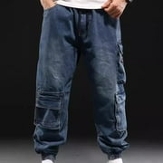 LOVZFMLL Cargo Pants for Men Vintage Outdoors Fashion Solid Casual Pocket Jeans Cargo Pants
