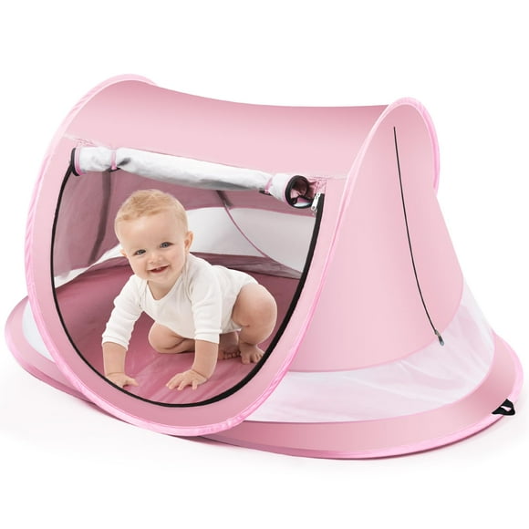 Carpa de playa para bebés Kapeazo, parasol grande, desplegable, con mosquitera
