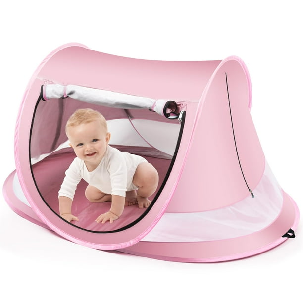 Carpa de playa para bebés Kapeazo, parasol grande, desplegable, con mosquitera