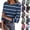 33# Blue, variant on Women's Casual Striped Tops 3/4 Sleeve Crewneck Shirts Ribbed Knit Summer Basic Tees Loose Fit Blouses Hot Pink L