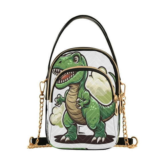ALAZA Chain Crossbody Bags for Women Cute Dinosaur Shoulder Handbag Phone Purse