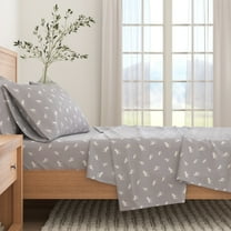 Great Bay Home Lodge Flannel Sheet Set - 100% Turkish Cotton - Double Brushed - King, Grey Moose