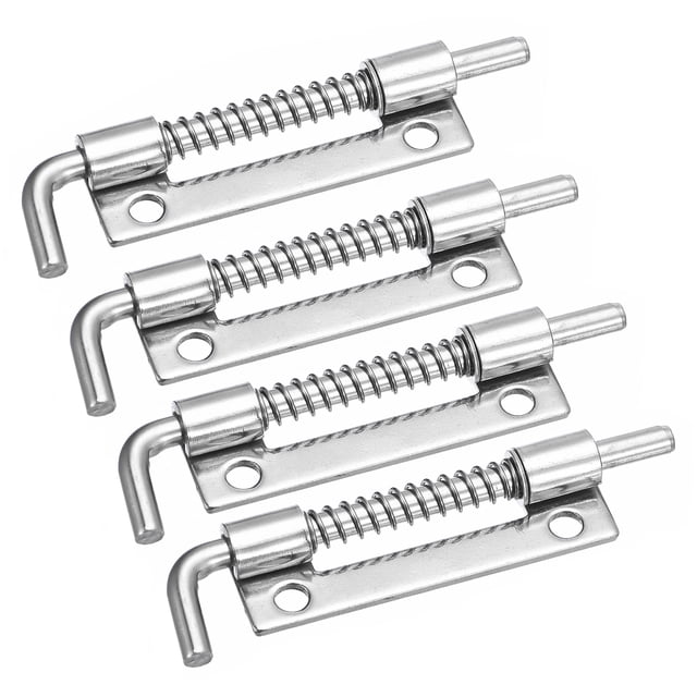 Unique Bargains Spring Loaded Latch Pin, 4 Pack 3.35' - 304 Stainless Steel Spring Latch, Right-Handed with Hole (Silver)