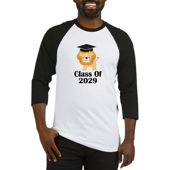CafePress - Class Of 2029 Graduate (Lion) Baseball Jersey - Cotton Baseball Jersey, 3/4 Raglan Sleeve Shirt