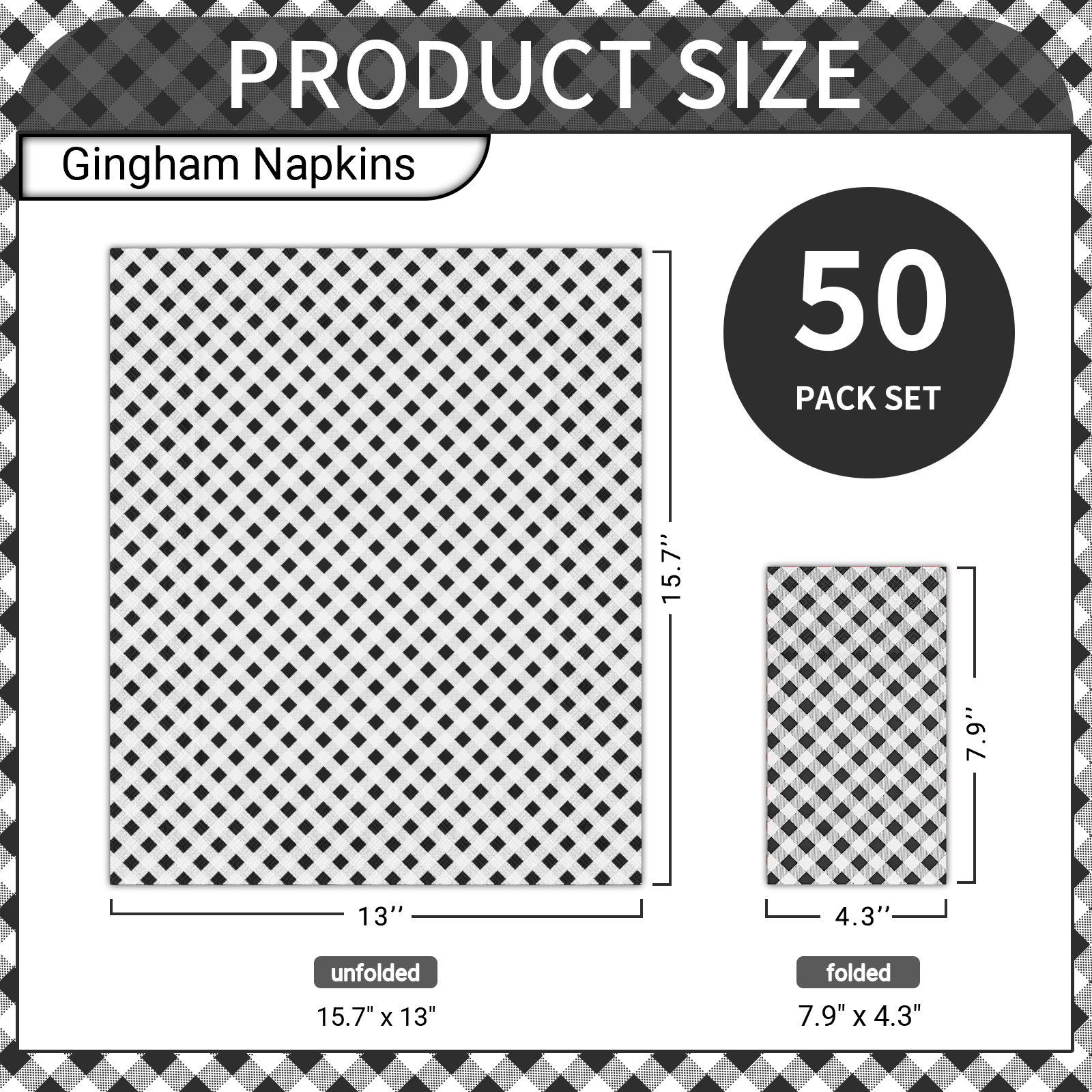 DYLIVeS 50 Count Gingham Guest Napkins 3 Ply Disposable Paper Dinner Hand Napkin for Bathroom Powder Room Holiday Wedding Birthday Party Bridaland Baby Shower Decorative Towels - image 2 of 7