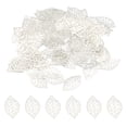 thumbnail image 1 of Unique Bargains 23mm Leaf Pendants, 100 Pack Metal Tree Leaf Beads Bulk Leaves Charm Mesh for Jewelry Making Style 1, Silver, 1 of 6