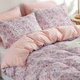 thumbnail image 3 of Nayoroom Duvet Cover Queen Size, 3 Pieces Pink Vintage Flowers Reversible Boho Bed Linen Set Soft Microfibre Duvet Cover Set, 3 of 10
