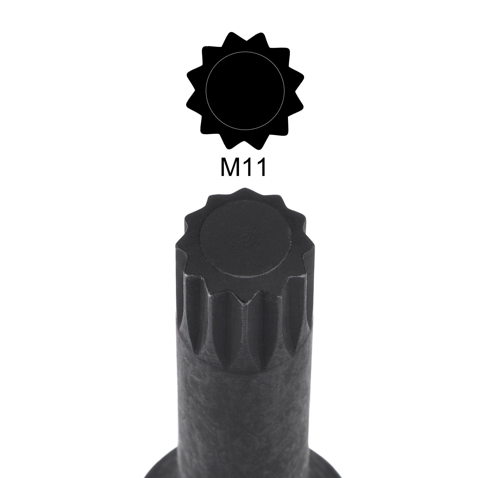 Sourcing Map M11 Impact Spline Bit-Stecknuss – 3/8 Zoll Vierkant, 60 Mm, CR-MO Stahl, 2 Stück