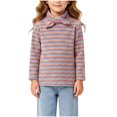 thumbnail image 6 of Wilark Toddler Girls Long Sleeve T Shirts Knitted Casual Warm High Neck Striped Kids Fall Winter Pullover Purple 4T, 6 of 6