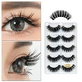thumbnail image 4 of 5 Paires de Faux Cils 3D Faux Cils Bande Invisible Naturelle Longue Épaisse Croisée Cils Noirs Bande Complète Réutilisable, 4 of 6