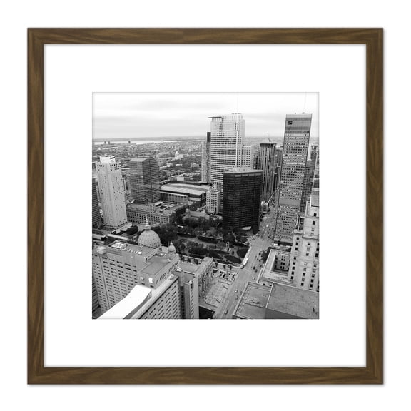 Montreal Canada City Buildings Photo 8X8 Inch Square Wooden Framed Wall Art Print Picture with Mount