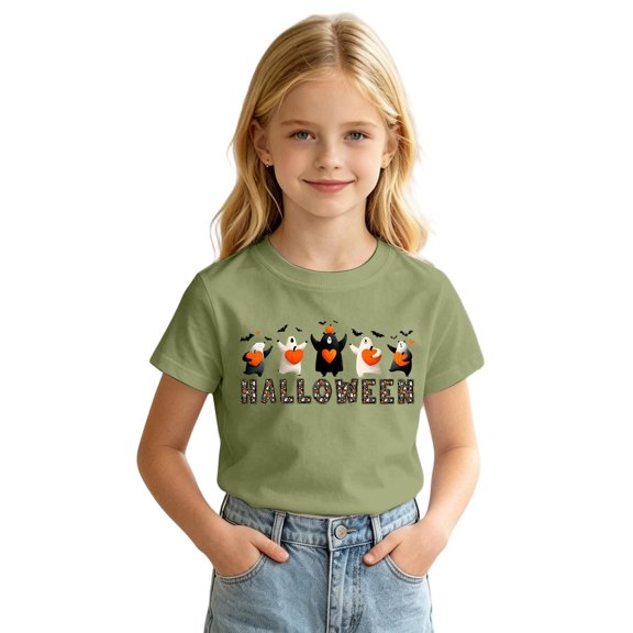 Weebloom Kids Halloween Shirts For Boys Girls Cute Graphic Funny Short Sleeve Spooky Season Tees Toddler Clothes,Size 1-13 Y