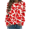 thumbnail image 1 of Womens Valentines Long Sleeve Shirts Casual Oversized Round Neck Printed Pullover Lightweight Tops Fall Clothes, 1 of 4