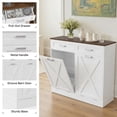 thumbnail image 4 of Daluvenix Double Tilt Out Trash Can Cabinet for 2 Bins,Hidden Trash Bin Storage Cabinet with Hideaway Drawers,Pet Proof Trash Can Holder for 2 x 10 Gallon , Kitchen, Dining Room, Living Room, White, 4 of 9
