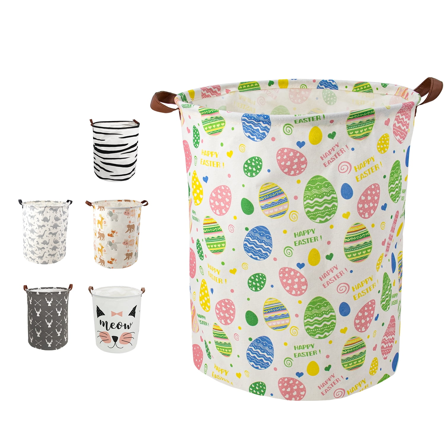 AUCHEN 19.7" Collapsible Laundry Basket, Foldable Cotton Linen Laundry