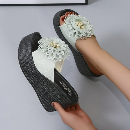 

HIBRO Womens Fashion Wedges Open Toe Knot Beach Shoes Roman Slippers Sandals