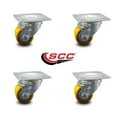 thumbnail image 2 of Low Profile Polyurethane 35mm Wheel Top Plate Caster Set of 4 Service Caster, 2 of 2
