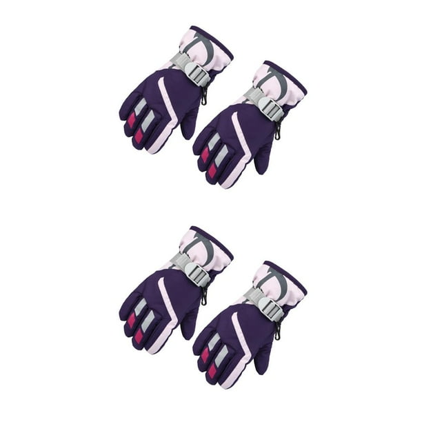 Manoplas para niños Naiovety guantes gruesos impermeables de invierno Violeta 2Conjunto