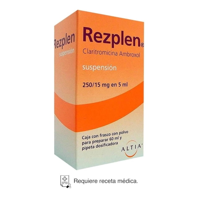 Rezplen Claritromicina 250 mg, Ambroxol 15 mg suspensión oral polvo para 60 ml