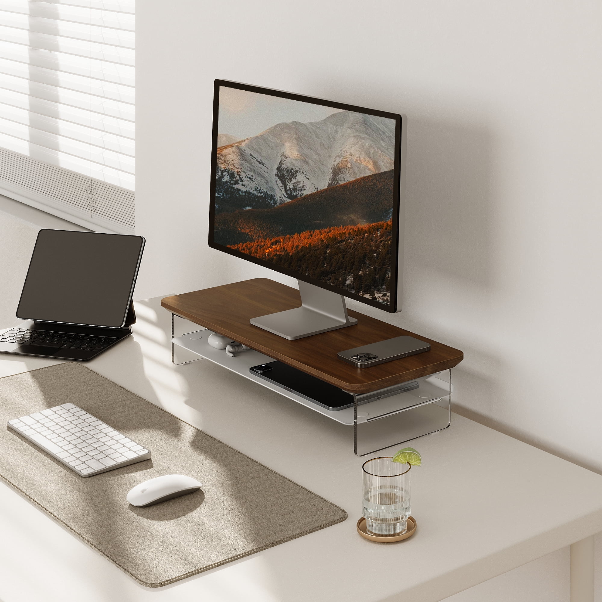 Fenge Acrylic Monitor Stand Riser, 23.6 Inches Acrylic Clear Monitor Stand