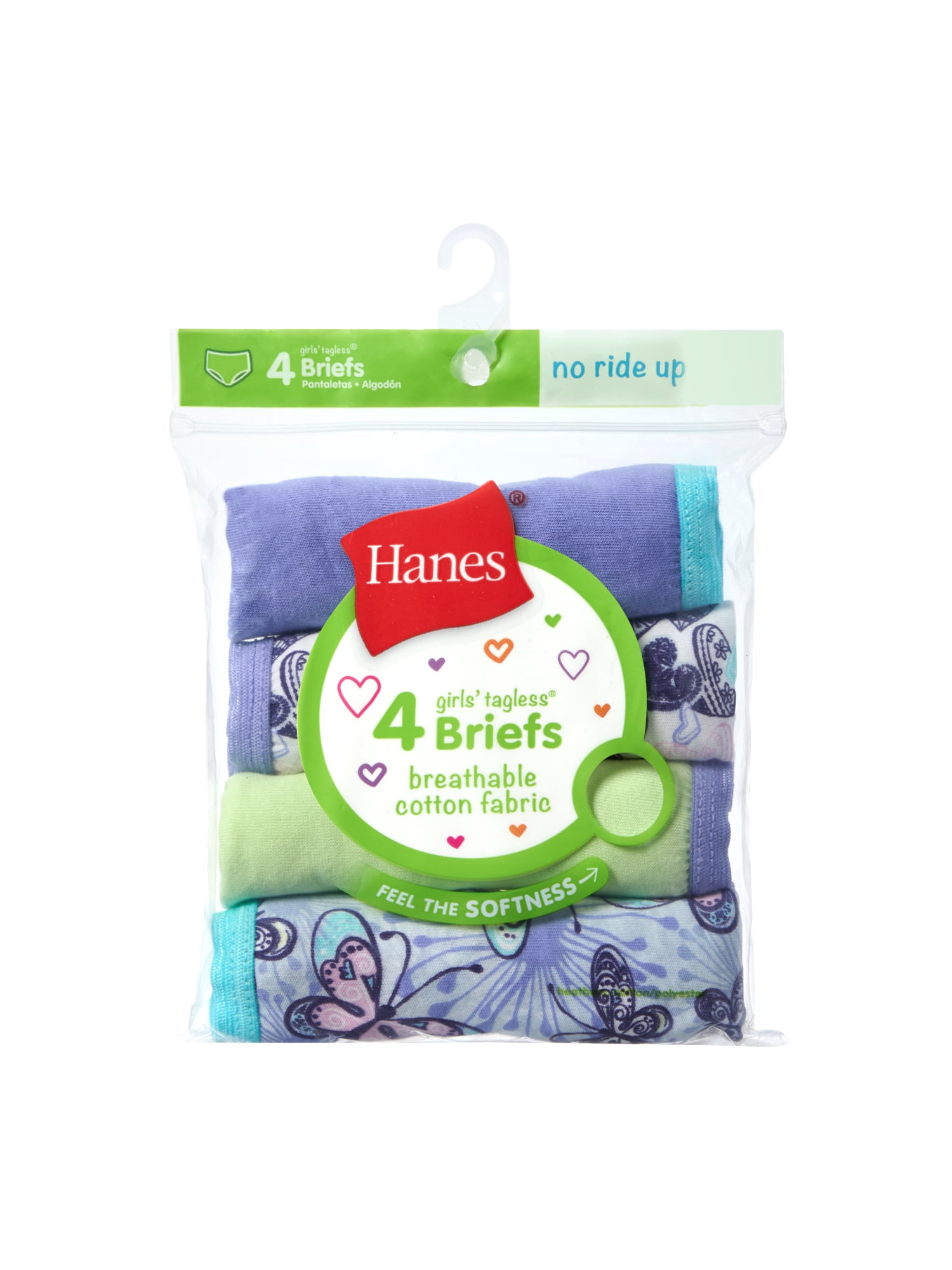Hanes Girls' Cotton Brief Underwear, 4-Pack
