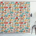 thumbnail image 1 of Ambesonne Cars Shower Curtain, Motorbikes Caravans Bus, 69"Wx84"L, Aqua Red Orange, 1 of 3