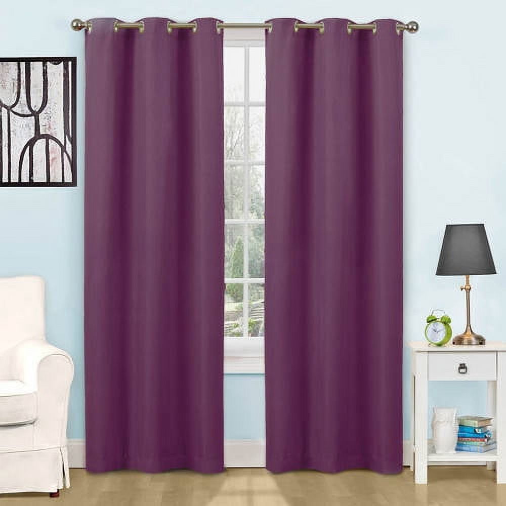 Eclipse Dayton Solid Purple Blackout Grommet Single Curtain Panel, 42" x 84"