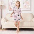 thumbnail image 3 of Silky Satin Kids' Pajama Set Breathable & Smooth Unisex Button-Down Pajamas Panda and Clouds Pattern, 3 of 8