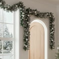 thumbnail image 4 of Northlight 6' Frosted Pine Artificial Christmas Garland with Striped Bows and Ornaments, 4 of 4