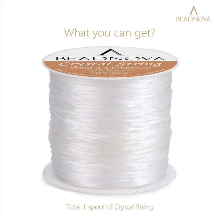 Beadnova 1mm Elastic Stretch Polyester Crystal String Cord for Jewelry  Making Bracelet Beading Thread 60m/roll (Clear White) 
