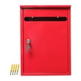 thumbnail image 2 of Buzón de correo de Metal para montaje en pared, puerta de entrada de gran capacidad para exteriores, buzón montado en la pared con cerradura de llave, rojo, 2 of 8