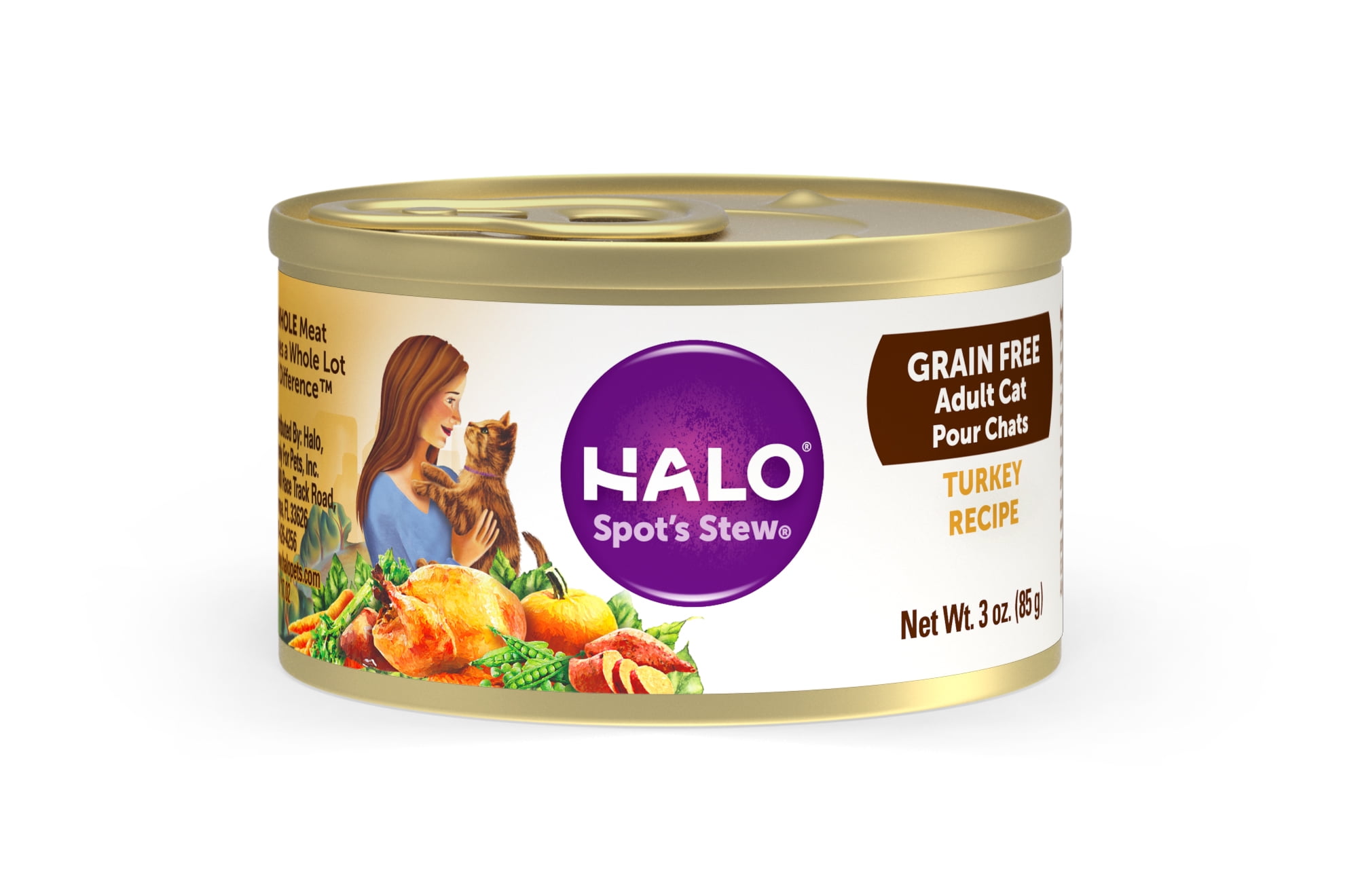 Halo Grain Free Natural Wet Cat Food, Turkey Recipe, 3 Ounce Can (Pack